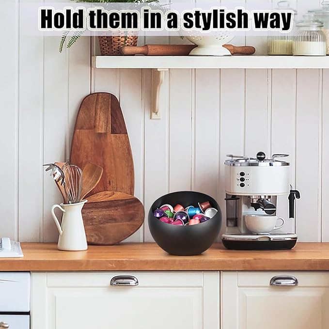 ELLDOO Coffee Pod Holder, Black Metal Coffee Pod Storage for K Cup Nespresso Vertuo Keurig, Creamer Organizer Candy Bowl Fruit Jar for Countertop Kitchen Breakroom (Without Base)