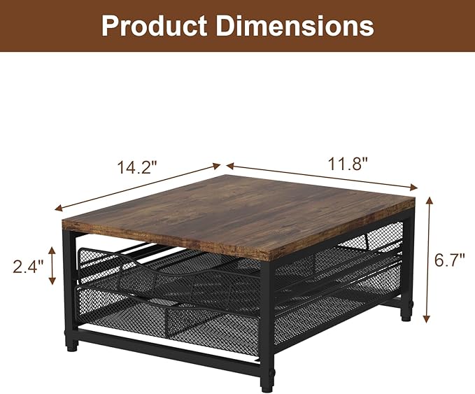 Coffee Pod Holder For Counter, Wooden K Cup Holder with Sliding Drawer, Large Capacity Coffee Pod Storage for Coffee Station, Home, Office, Kitchen