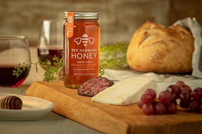 Bee Harmony Orange Blossom Raw Honey, 12 OZ (Pack of 2), from California