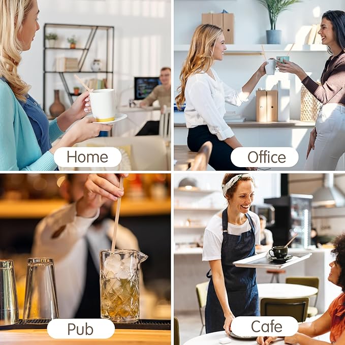 WISYOK 600 PCS Coffee Stirrers, 5.5 Inch Premium Birch Wood Sticks, Smooth Round Ends, Splinter-Free Disposable Stir Sticks for Coffee, Cocktails, Office, Home, Coffee Bars