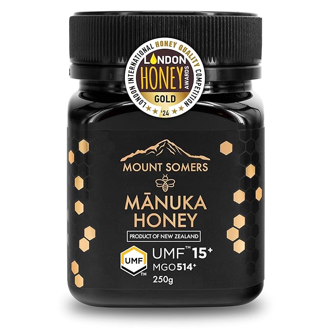 Mount Somers Premium Manuka Honey MGO 514+ / UMF 15+ 100% Pure New Zealand Manuka Honey - Genuine Natural Superfood - UMF Certified & Traceable 8.8oz Jar