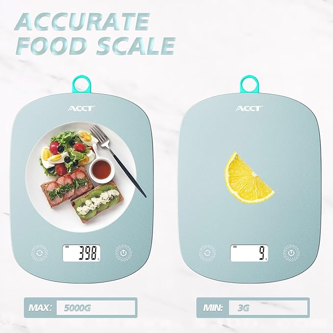 Digital Food Scale 11lb/0.1oz, Digital Kitchen Scale Weight in Grams & Oz, Cook Scale for Baking and Meal Prep, 6 Units with Tare Function, LCD Display (Green)