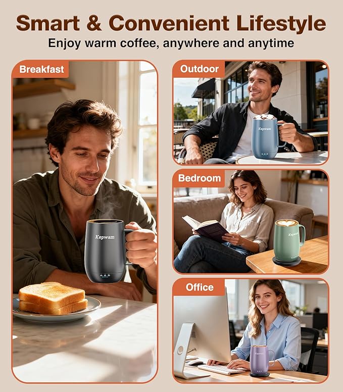 Heated Coffee Mug T2-Plus, 20oz Leading Large Capacity Self Heating Mug, Up to 8 Hrs Battery & Hot Up to 149℉, Smart Coffee Mug for Women, Men