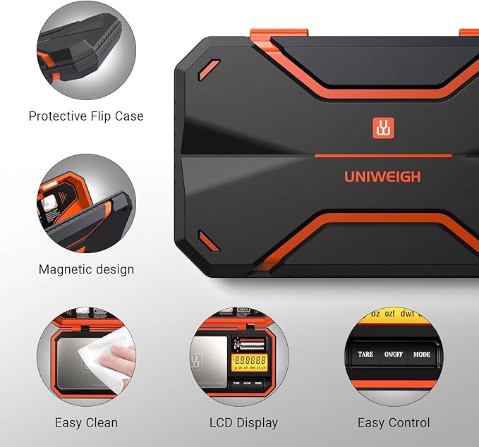 Digital Pocket Scale 200g/0.01g, Digital Scale Grams,6 Units Conversion Jewelry Scales,Coins Scale with LCD Display,Tare Function for Food,Powder,Small Items(Battery Included)-Orange