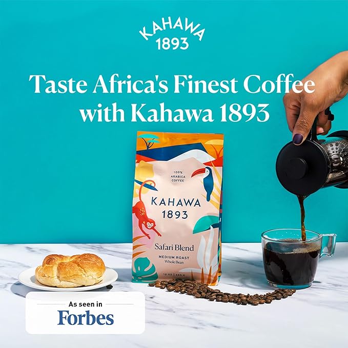 Kahawa 1893 Whole Bean Coffee Combo Pack Safari & Serengeti Blend (12 Oz x 2) - As Seen on Shark Tank, High Antioxidants, Naturally Sweet, Organically Grown, Ethically & Sustainably Sourced