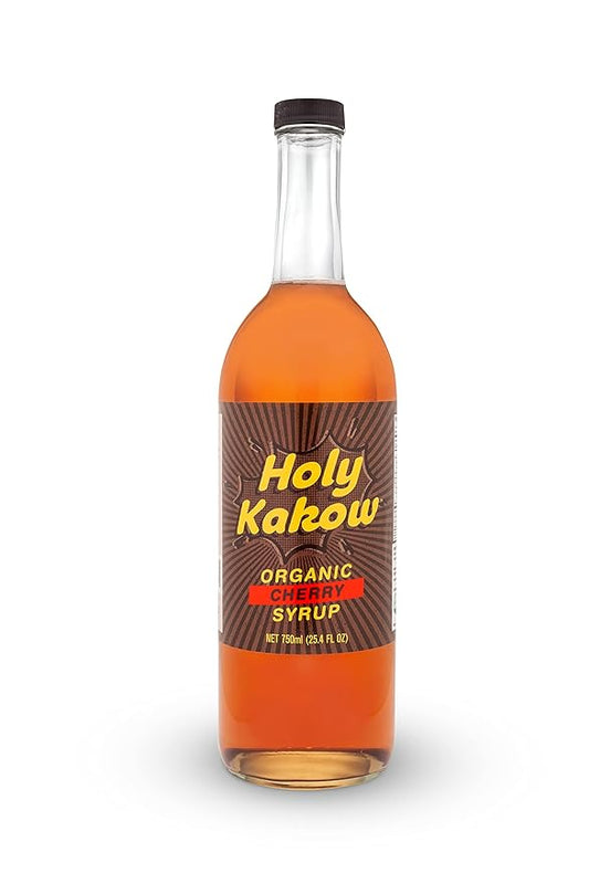 Holy Kakow Cafe Organic Cherry Syrup - Cherry Syrup, Coffee Syrup, Organic Syrup for Coffee, Cherry Syrup for Coffee, Add to Latte, Cocktail and Shake, Real Food Ingredients, Specific Flavor - 750ml