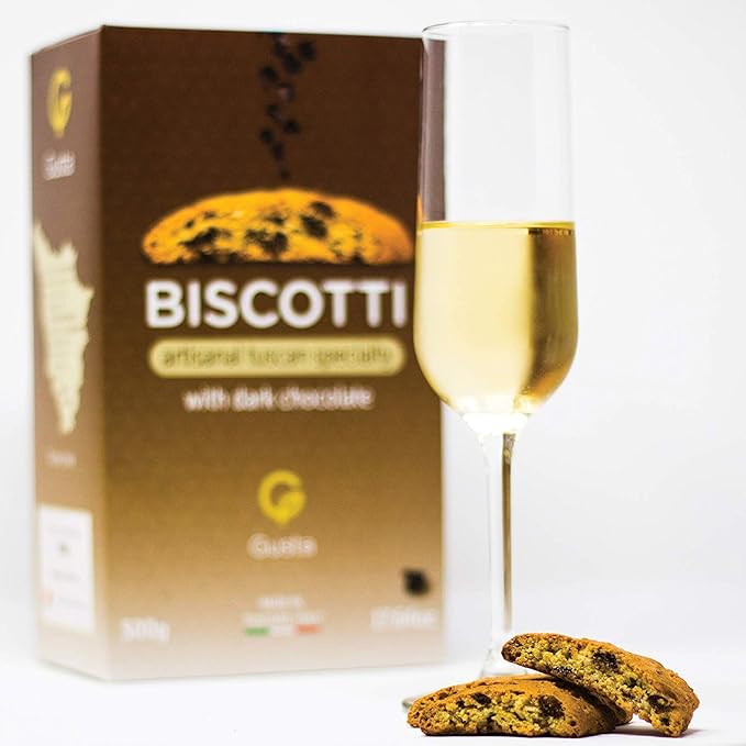 Gusta Authentic Biscotti Cookies Made in Tuscany, Italy - Chocolate Chip - Original Two Bites Size - All Natural Ingredients - Fresh & Genuine Italian Dessert Treats - 17.64oz