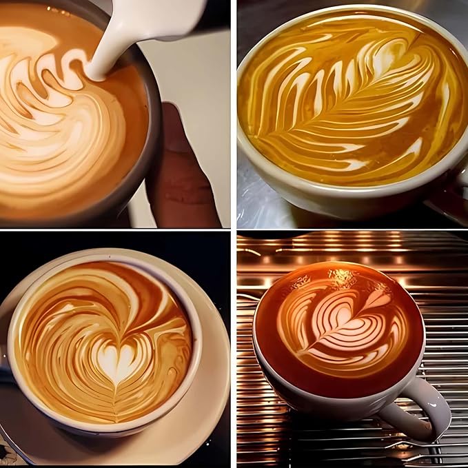 stainness steel milk frothing pitcher - 12 OZ Espresso Steaming Pitchers Cappuccino Coffee Machine Accessories Jug Cup With internal scale with Decorating Pen Latte Art