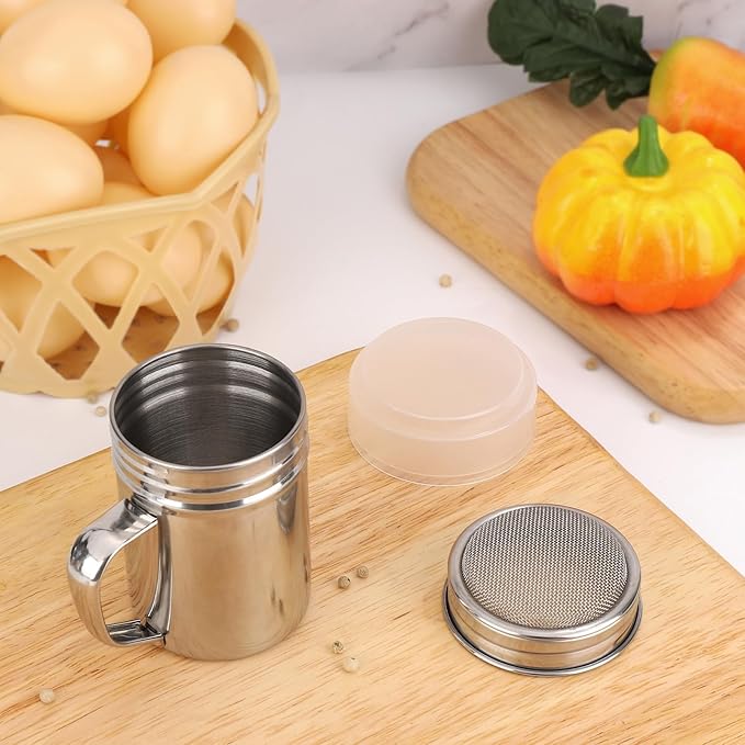 Accmor 3 Pack Powdered Sugar Shaker Duster, Cinnamon Shaker Flour Sifter, Fine Mesh Stainless Steel Dredge for Baking Soda Flour Cinnamon Cocoa