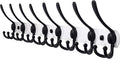 Dseap Coat Rack Wall Mount - 29.5” Long 8-Tri-Hooks Heavy Duty Coat Hanger Rail Wall Hooks for Hanging Coats Hats Clothing Clothes Purse Mudroom Entryway, White & Black