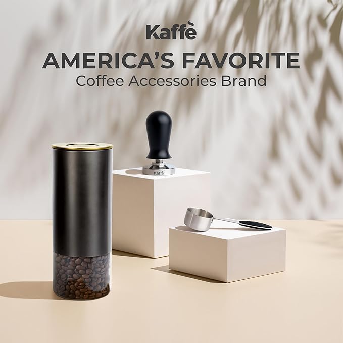 Kaffe Glass Coffee Canister (16oz) w/Airtight Lid - Click to Release Seal - BPA Free Glass & Stainless Steel - Elegant Kitchen Storage Container for Coffee, Nuts, Rice, Flour, Sugar, Tea, Cereal