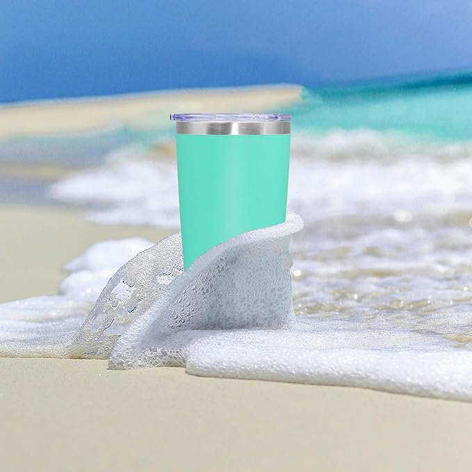 20 oz Tumbler Coffee Travel Tumblers Bulk with Lid Stainless Steel Double Wall Vacuum Insulated Mug Powder Coated Cups fit Car Cupholder for Hot and Cold - Light Blue, 12Pack