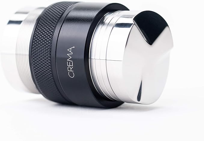 CREMA Coffee Products 46mm Hand Tamper & Coffee Distributor V2 | Compatible with Flair Pro and Pro 2 | Double-Sided, Adjustable Depth Tool | Made with Durable 304 Stainless Steel | Black