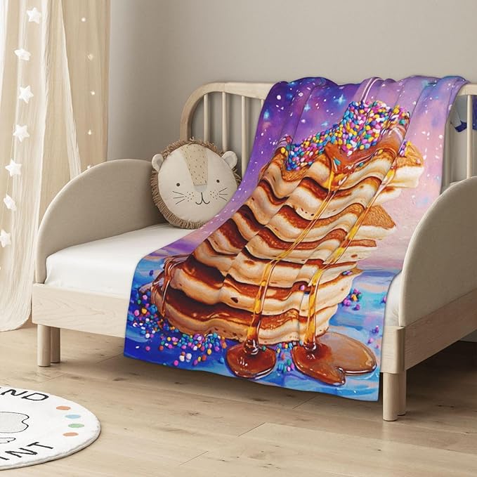 Honey Drizzle Dessert Fleece Blanket, Ultra-Soft Micro Fleece with Golden Syrup Flowing On Sweets, Lightweight & Cozy, Perfect for Foodie Decor,Sofa, Bed Or Gift, Machine-Washable 30X40 inch