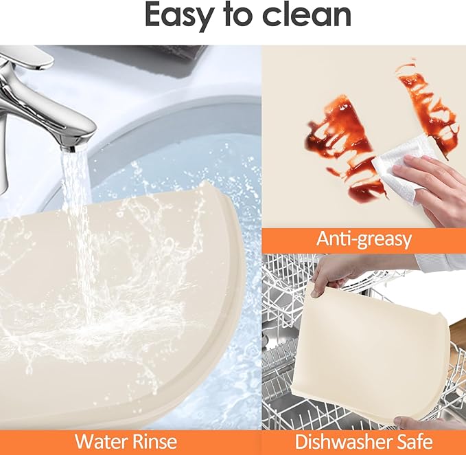 Silicone Coffee Maker Mat with Lip, 24'' x 16'' Heavy Duty Coffee Maker Mat for Countertops, Coffee Tray Fit Under Coffee Machine Appliance Automatic Machines Espresso Accessory, Beige