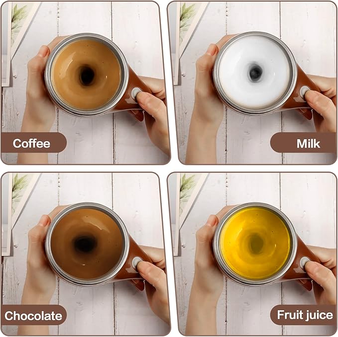 Automatic Magnetic Stirring Coffee Mug, Rotating Home Office Travel Mixing Cup，Funny Electric Stainless Steel Self Mixing Coffee Tumbler, Suitable for Coffee, Milk, Cocoa and Other Beverages……