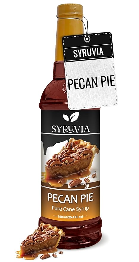 Syruvia Coffee Syrup, Pecan Pie Flavored Syrup for Drinks, Lattes, and Desserts – 25.4 fl oz,