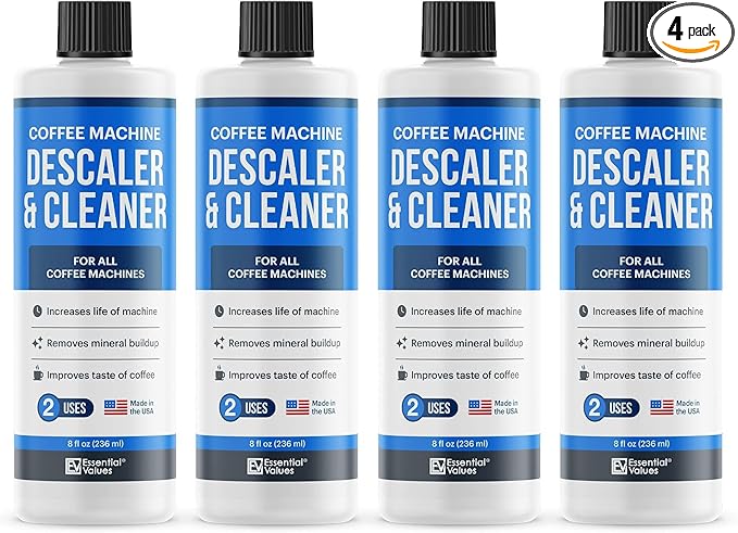Essential Vales Descaling Solution (8 Uses) Coffee Machine Descaler Cleaner - Compatible with Breville Keurig Nespresso Delonghi - Liquid To Descale Coffee & Espresso Machines