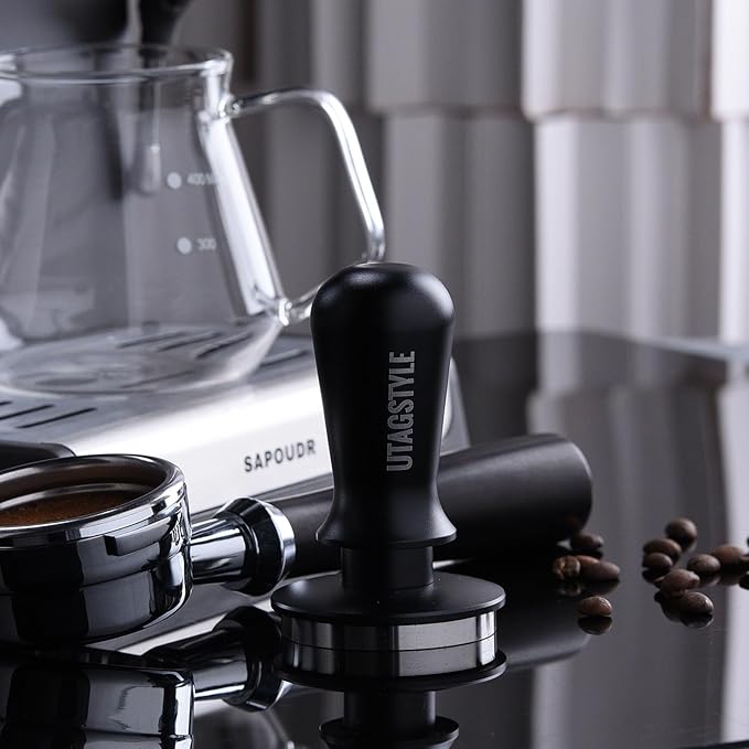 53.3mm Espresso Tamper: Coffee Tamper with Calibrated Spring Loaded - 30lb Espresso Hand Tamper - 100% Stainless Steel Flat Base Fits for 54mm Portafilter Basket