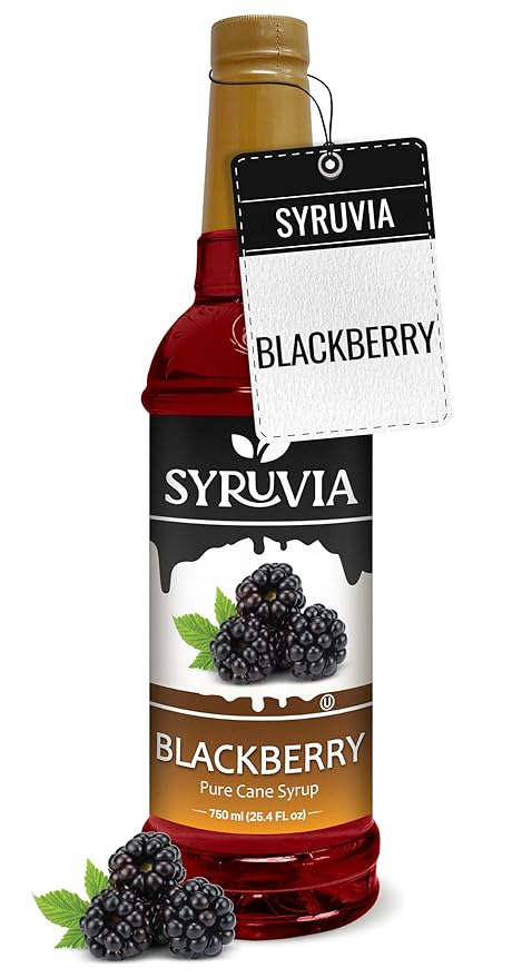 Syruvia Blackberry Syrup, Flavored Syrup for Drinks, Cocktails, Lemonades, Iced Teas, and Desserts – 25.4 fl oz
