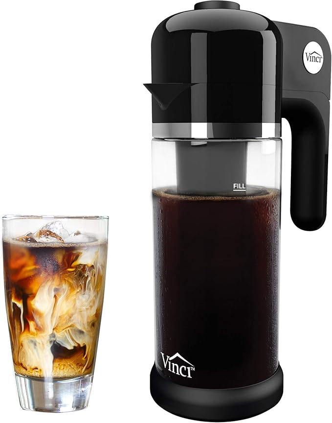 VINCI Express Cold Brew, Electric Cold Brew Coffee Maker in 5 minutes, 4 Brew Strength Settings & Cleaning Cycle, Easy to Use & Clean, Glass Carafe, Cold Brewer for Iced Coffee, 1.4 L Dial Control