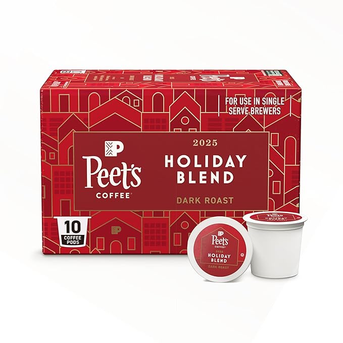 Peet's Coffee, Dark Roast Single Serve Coffee Pods - Holiday Blend 10 Count (1 Box of 10 Pods)