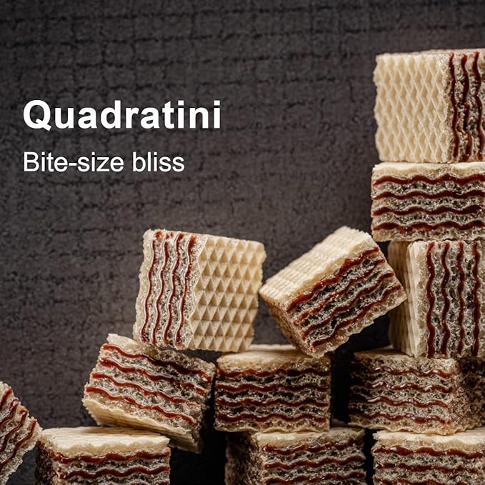 Loacker Quadratini Cappuccino Wafer Cookies LARGE - Premium Crispy Bite Size Wafers - 30% Less Sugar - NON-GMO - LARGE Pack of 6