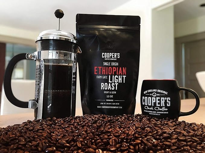 Ethiopian Bold Light Roast Grade 1, Ground Coffee, Natural Dry Processed Single Origin, Intense Bright Bold & Aromatic Coffee, Gourmet Coffee - 5lb Bag