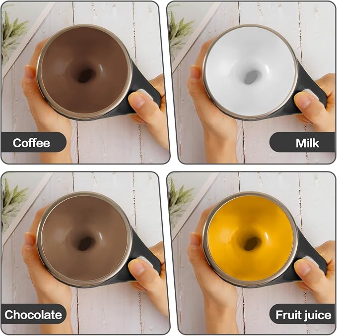 Automatic Magnetic Stirring Coffee Mug, Rotating Home Office Travel Mixing Cup，Funny Electric Stainless Steel Self Mixing Coffee Tumbler, Suitable for Coffee, Milk, Cocoa and Other Beverages……