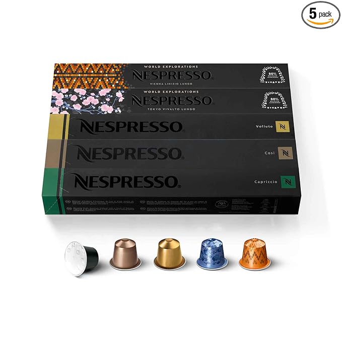 Nespresso Capsules Original Line, Mild Roast Blend Variety Pack, Mild Roast Coffee, 50 Count Coffee Pods