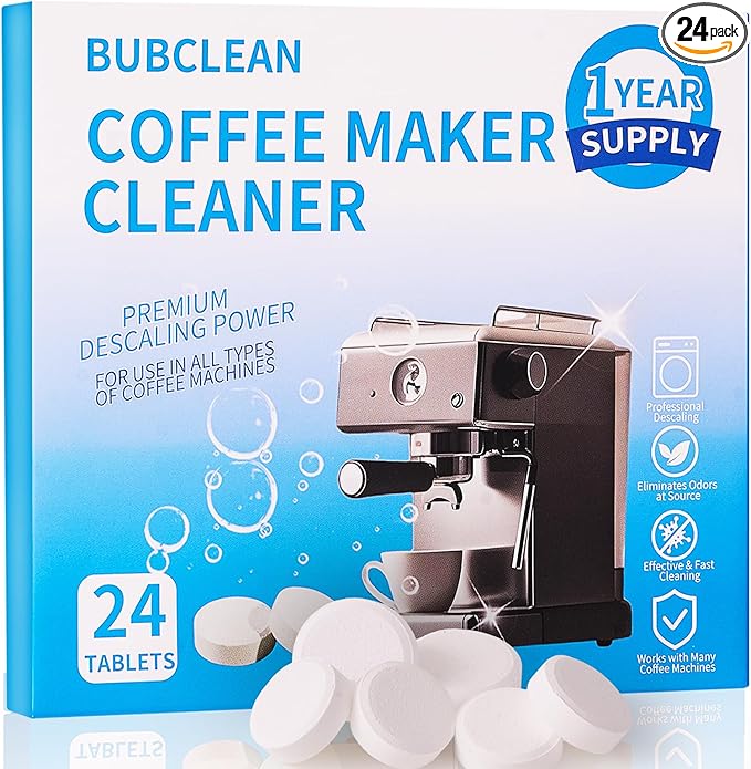 Coffee Maker Cleaner, Coffee Machine Descaler Tablets, 24 Count, Compatible with Multi Coffe Maker, Removes Dirt Limescale for Drip Coffe and Espresso Machines