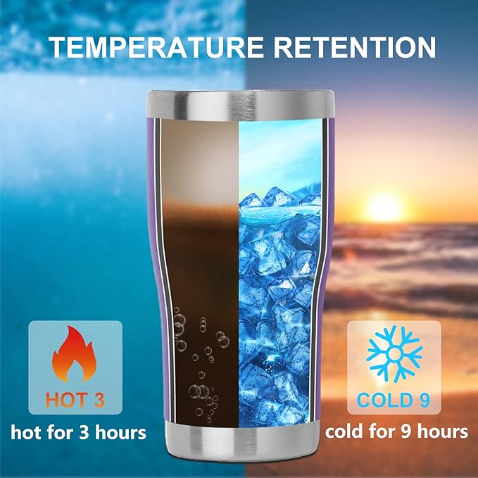 DOMICARE 20oz Tumbler with Lid Stainless Steel Tumblers Bulk, Double Wall Vacuum Insulated Coffee Travel Mug Powder Coated Tumbler, 1 Count (Pack of 1) Purple