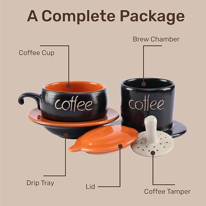 Birdee Ceramic Phin Filter - Yellow Small Dripping Ceramic Coffee Phin Filter for Ground Coffee - Portable Camping Coffee Maker - Easy to Use Coffee Drip Filter - Gift for coffee lovers