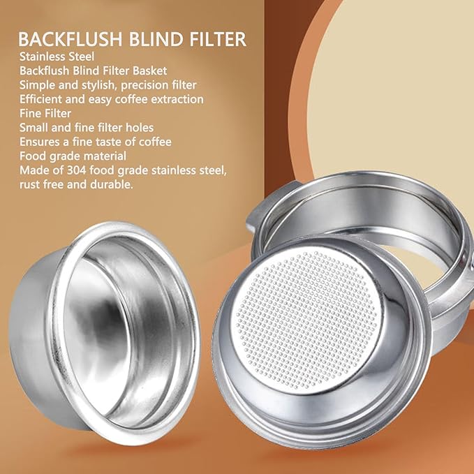 Backflush Inser, 51mm Stainless Steel Insert, 2in Coffee Machine Backflush Blind Filter, Silver 51mm Backflush Basket, Backflush Filter Espresso for Espresso Machines, 1Pcs