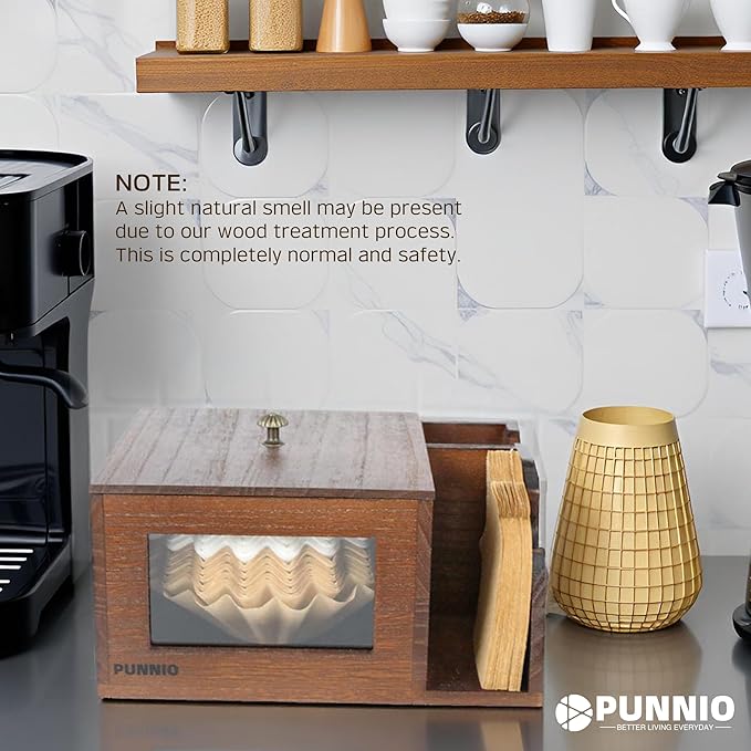 3 in 1 Coffee Filter Holder, Coffee Filters Storge Organizer with Lid for Home Kitchen Barista