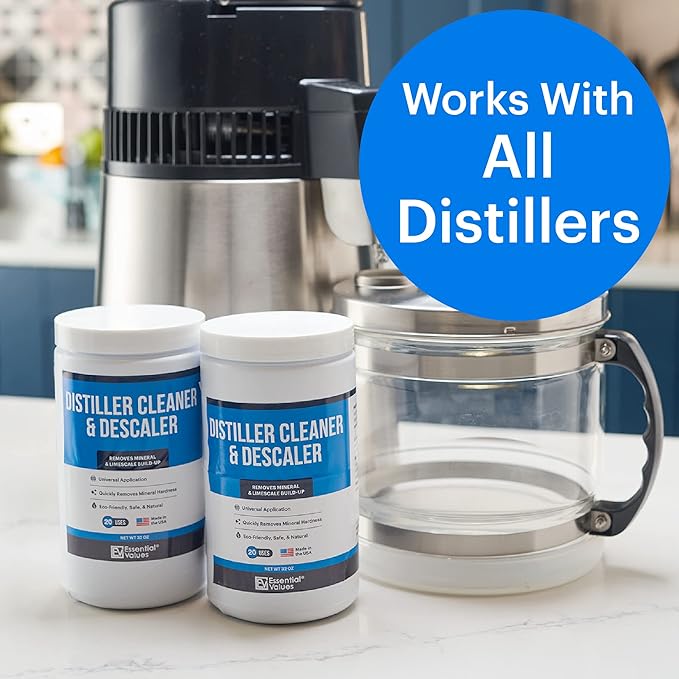 Essential Values Distiller Cleaner Descaler - 2 LBS Water Distiller Cleaner - Citric Acid for Cleaning Powder for Distilling Machines, Kettles - Remove Limescale & Mineral Buildup