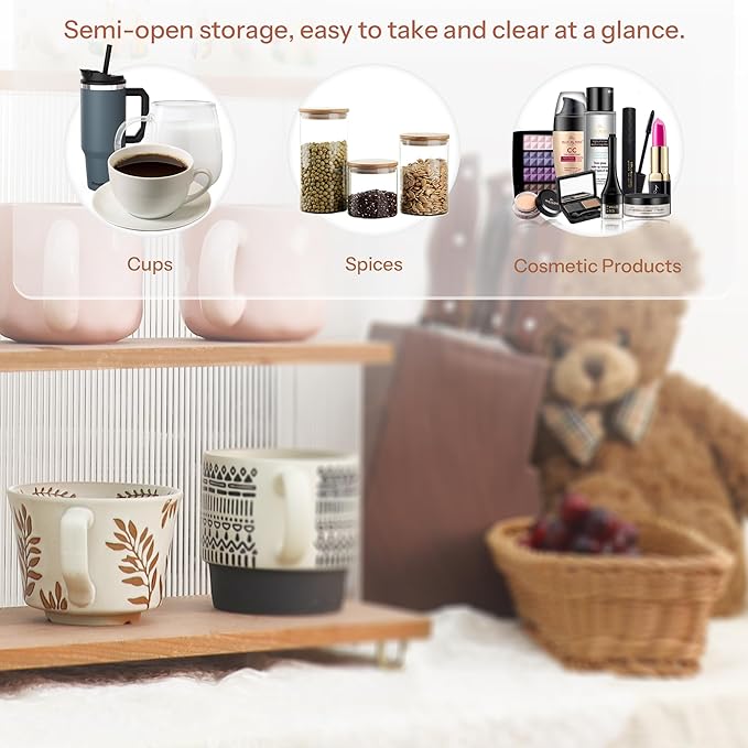 Coffee Mug Holder Wooden Cup Station Organizer 3 Tier Cup Holder for Coffee Bar Mug Display Rack for Countertop Mug Holder Shelf for Home Kitchen Walnut Wood