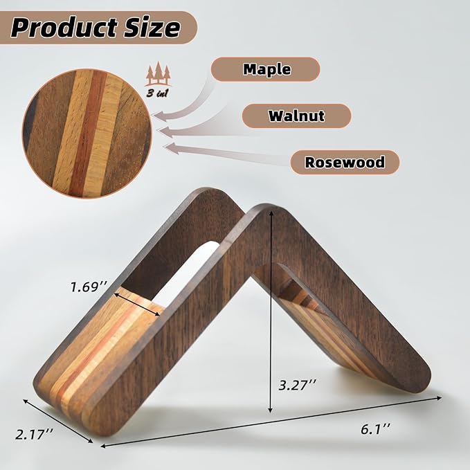 Wooden Coffee Filter Holder, #1#2 V60 Cone Coffee Filters Rose Wood Walnut Maple Coffee Paper Storage Rack, Modern and Stylish Design Coffee Accessories, Natural Colors, coffee Bar Decor