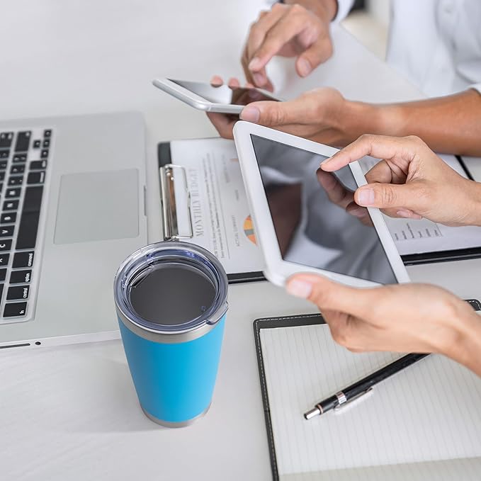 HASLE OUTFITTERS 20oz Stainless Steel Tumblers Bulk, Insulated Travel Cup with Lid, Double Wall Vacuum Coffee Mug for Cold & Hot Drinks 8 Pack, Royal Blue