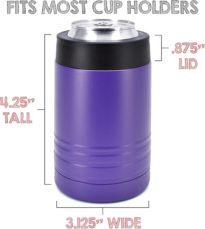 Clear Water Home Goods - 12 oz Stainless Steel Double Wall Vacuum Insulated Can or Bottle Beverage Cooler - Powder Coated Purple - 6 Pack
