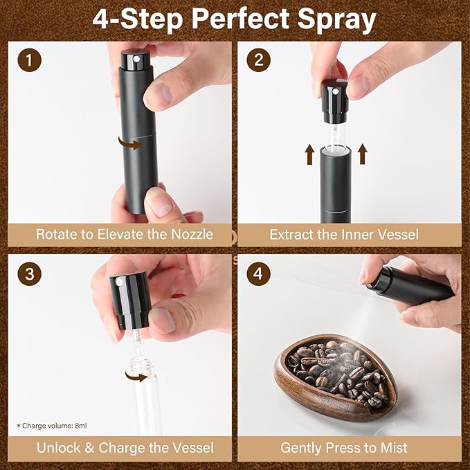 KitchenTour Artisan Coffee Kit - Wooden Dosing Cup + Anti-Static Sprayer + Grind Size Tool-3-in-1 Pro Set: Measure, Spray, Validate