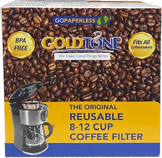 GOLDTONE Reusable 8-12 Cup Basket Coffee Filter fits Black and Decker Makers and Brewers, Replaces your Paper Coffee Filters, BPA-Free