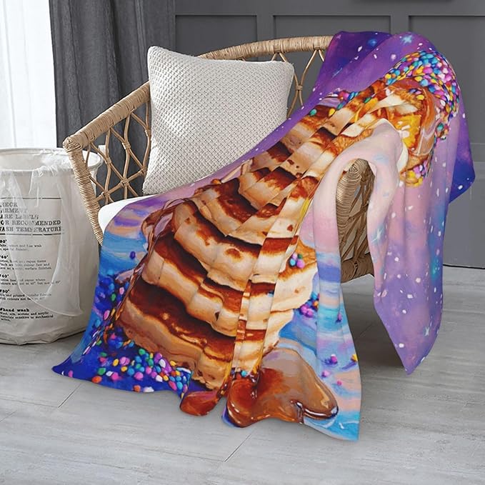 Honey Drizzle Dessert Fleece Blanket, Ultra-Soft Micro Fleece with Golden Syrup Flowing On Sweets, Lightweight & Cozy, Perfect for Foodie Decor,Sofa, Bed Or Gift, Machine-Washable 50X60 Inch