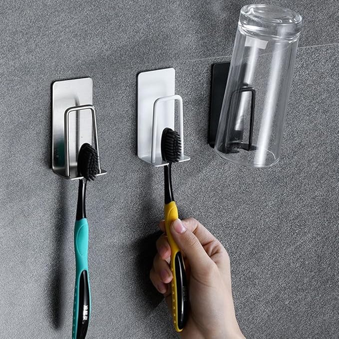 4PCS Mug Hooks Wall-Mounted Mug Holder, Coffee Cups Holder Hanger no Drilling,Toothbrush and Cup Organizer,Storage Hooks for Kitchen, Living Room, Office (White-1cup)