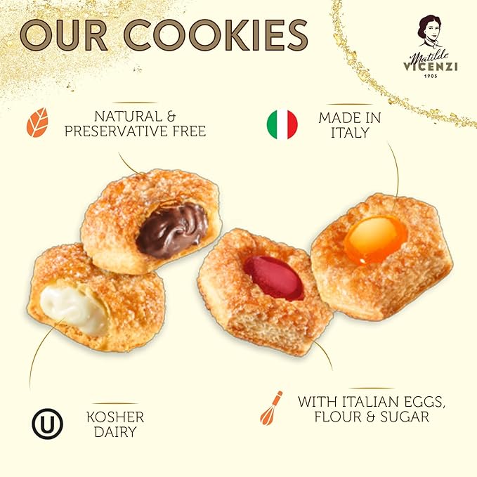 Matilde Vicenzi Millefoglie D'Italia Cookie Tin - Imported Assortment of Italian Butter Cookies & Crispy Tea/Coffee Pastries, Kosher Dairy - Gift Box for Thanksgiving, Holiday Gifting - 13.76oz (390g)