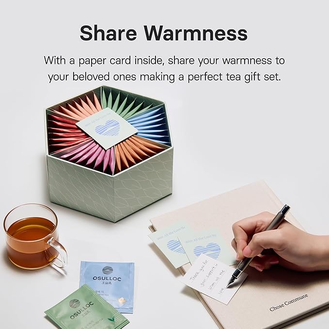 OSULLOC TEA VARIATION ESSENCE (42 Count, 6 Types x 7 ea), Premium Tea Gift Set, Special Thank You Card attached