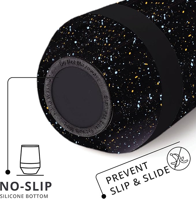 Elemental Recess Wine Tumbler - Triple Wall Insulated Stainless Steel Coffee Mug for Hot & Cold Drinks - Portable Cup with Shatterproof Sip Lid for Camping, Outdoor & Travel - 10oz - Black Speckle