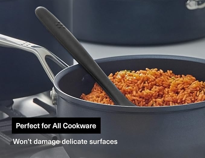 Misen Silicone Mixing Spoon - Professional-Grade, Dishwasher Safe - No Scratch Nonstick-Safe Kitchen Tool for Stirring, Scraping, and Serving - Stong, Durable, Heat Resistant - Black