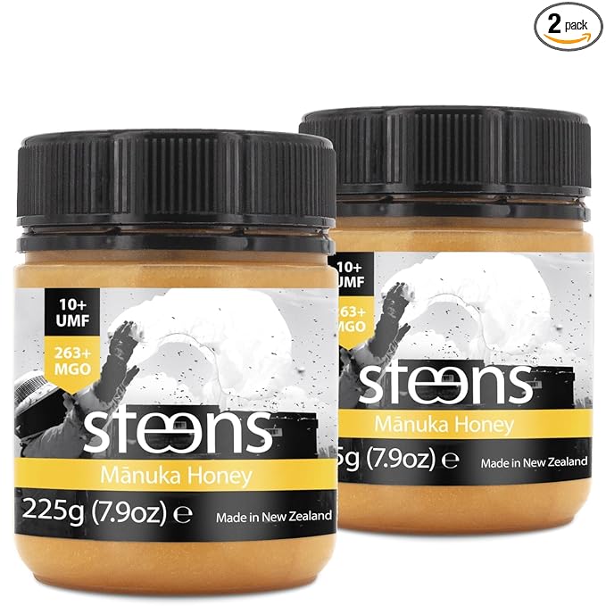 Steens Manuka Honey - MGO 263+ - Pure & Raw 100% Certified UMF 10+ Manuka Honey - Bottled and Sealed in New Zealand - 2x 7.9 oz Jar (UMF 10+, 7.9 oz (Pack of 2))