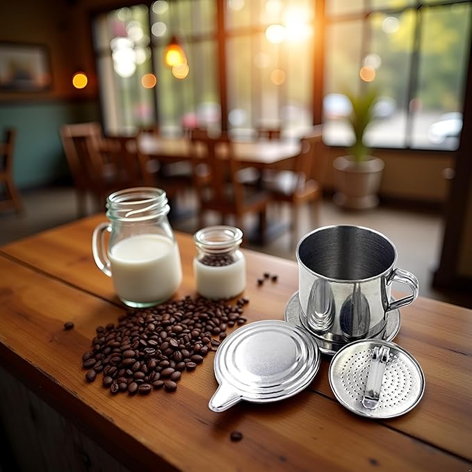 1 Set Vietnamese Coffee Filter Stainless Steel Coffee Pot Drip Infuse Cup Brewing Teapot No Need Paper Drip Coffee Pot Machine Filter Attractive processing